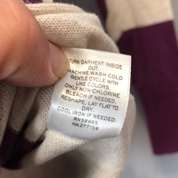 Halogen striped cardigan sweater Women's XS Purple white button V neck top - Picture 7 of 11